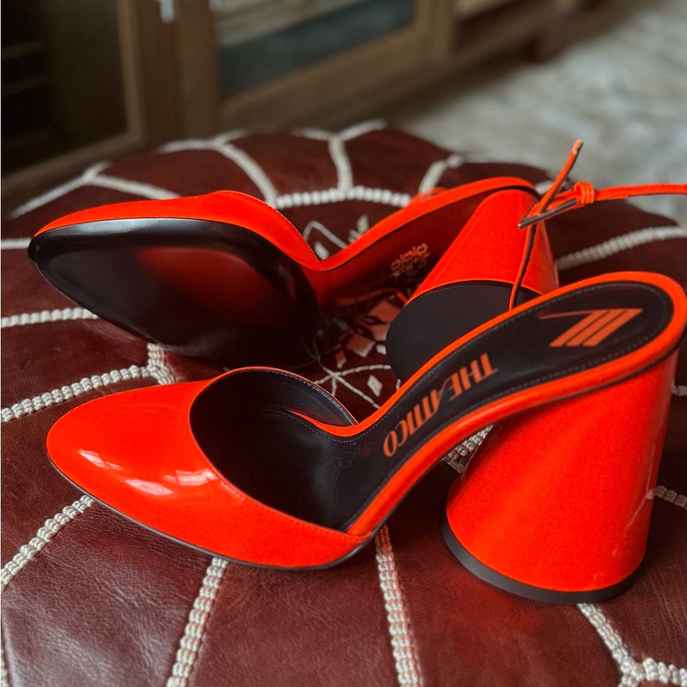 Rare ATTICO  Orange leather sandals heels pumps - Picture 11 of 15